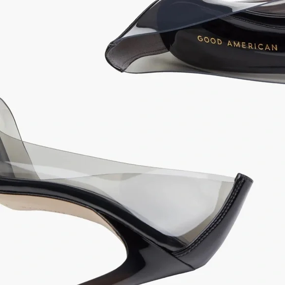 Good American Black Cinderella Clear Pump NIB Work Business Sexy Heels 11.5 - Picture 4 of 6